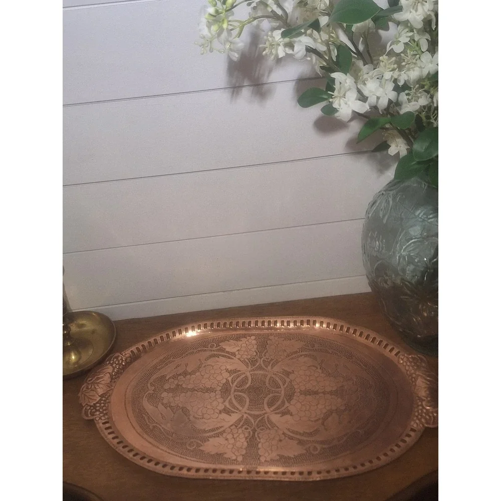 Vintage copper handmade tray